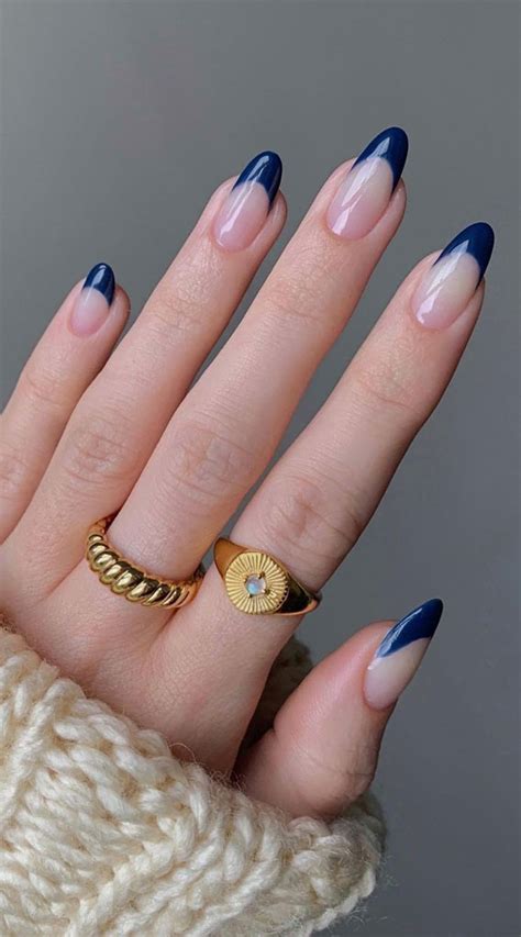 navy blue french tips square